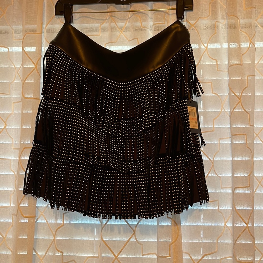 Black DKNY Fringe Skirt Size 10